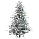 Sapin de Noël Vert Artificiel à Flocons de Neige Support Métallique 210 cm Brisco