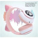 Pink Girls Cat Ear Bluetooth-kuulokkeet, taitettavat stereokuulokkeet LED-valolla PC:lle/tabletille/TV:lle