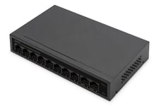 DIGITUS 10 Port Fast Ethernet PoE Switch - Unmanaged - 8 RJ45 PoE Ports + 2 RJ45