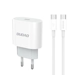 Dudao A14EUC Väggladdare USB-C 20W med USB-C kabel - Vit