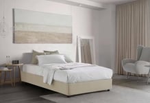 Talamo Italia - Lit double Camilla, lit coffre avec revêtement en tissu, 100% Made in Italy, ouverture latérale, adapté pour matelas 120x190 cm, Beige