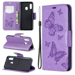 Etui Pour Samsung Galaxy A20e(pas A20) 5.8 Housse Violet Papillon étui Portefeuille PU à rabat