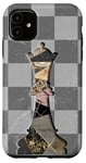 Coque pour iPhone 11 Jeu d'échecs Gambit Marbling Queen Échiquier à carreaux