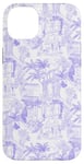 iPhone 14 Plus Lilac, Light Purple Preppy Italian Vacation Toile Case