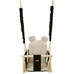 Chaise à bascule bébé - balançoire bébé - avec oreilles - max 20 kg - noir & crème