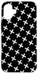 iPhone 16 Plus Geometric White Black Swiss Plus Cross Diagonal Pattern Case