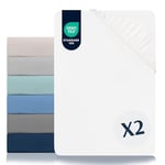 Dreamzie Lot de 2 Draps Housses 180x200 - Microfibre (100% Polyester) - Oeko Tex - Blanc Albâtre - Housse de Matelas 180x200