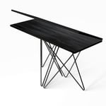 Table console extensible HERMES stratifié noir carbone acier noir 115cm