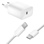 Äärimmäisen nopea laturi Samsung S24:lle 20 W USB-C virtalähde + kaapeli 1m, 20 W - valkoinen