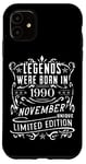 Coque pour iPhone 11 Anniversaire Novembre 1990 Édition Limitée Cadeau Utilisé