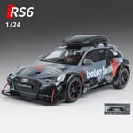 1/24 RS6-leluautomalli 1:24 Diecast kilpa-ajoneuvo miniatyyri vedettävä takaisin äänivalo-ovet avattavat kokoelma lahja lapselle