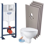 Grohe - Pack wc bâti-autoportant + Cuvette Bau sans bride + Abattant softclose + Plaque chrome + Set d'habillage (ProjectBau-1-sabo)