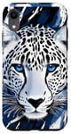 Coque pour iPhone XR Coque de téléphone classique à rayures blanches léopard bleu guépard