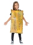 Rubie's Official Willy Wonka and The Chocolate Factory Golden Ticket Unisex Child Costume, Size Medium Age 5-8 Years