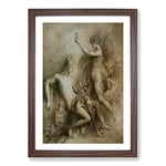 Big Box Art Hesiod and The Muse by Gustave Moreau Framed Wall Art Picture Print Ready to Hang, Walnut A2 (62 x 45 cm)