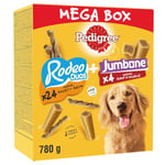 PEDIGREE MEGA BOX Récompenses - Mix Friandises Rodeo Duo 24 sticks & Jumbone 4 Os à Mâcher - 780g - Friandises Idéales pour Eduquer ou Faire Plaisir à son Chien