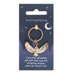 Night Owl Metal Keyring Gold Bird Crecent Moon Moths Gothic Dark Forest Gift