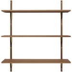 Sector Tripple Wide Hylla 87x102 cm, Mässing/Smoked Oak