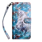 Samsung Galaxy A12 / M12 Case Leather Wallet Book Flip Folio Stand View Cover compatible for Samsung A12 / M12 Phone Case with Magnetic Stand Card Holder Money Pouch Folio Soft TPU Bumper, Tiger