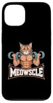 Coque pour iPhone 13 Meowscle Gym Cat T-shirt d'entraînement amusant pour les amoureux des chats