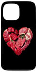 Coque pour iPhone 13 Pro Max Graphique culinaire pour la Saint-Valentin, barbecue, viande de bœuf crue, cœur, papa et chef