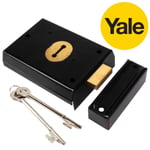 YALE RIM DEADLOCK Black Brass Victorian Indoor Garden Shed Gate Lock + 2 Keys