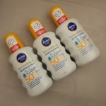 3 x 200 ml Nivea Sun Babies & Kids Sensitive Protect Spray SPF50+