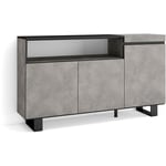 Buffet salon et cuisine, Meuble de Rangement, Commode, 150x87x35cm, 3 Portes, Design industriel, Style moderne, Gris Ciment - Skraut Home