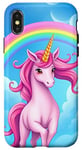 iPhone X/XS Colorful Unicorn in Clouds with Bright Rainbow Case