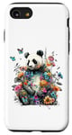 Coque pour iPhone SE (2020) / 7 / 8 Panda mignon avec fleurs et papillons pour femmes, filles et enfants