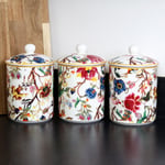 William Morris Storage Jars Set Of 3 Anthina Fine China Canisters Airtight Lids