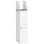 kleankin Support Papier Toilette Armoire Toilettes avec Placard et étagère réglable Meuble de Salle de Bain sur Pied Design Moderne 18 x 20 x 80 cm Blanc