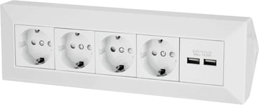 4-Fach Structure Bloc Multiprises Prise De Courant D'Angle + 2X Usb Charge - 230V 3600W - Blanc