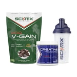 SCI MX V Gain Vegan Protein Powder Chocolate & Creatine + Free Shaker Bundle