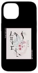 Coque pour iPhone 14 Art Japonais Grue Oiseau Fleur Cerisier Bloc de Bois Art Japonais