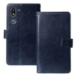Lankashi Stand Premium Retro Business Flip Leather Case Protector Bumper For Doro 8050 5.7" TPU Silicone Protection Phone Cover Skin Folio Book Card Slot Wallet Magnetic（Dark Blue）