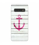 Coque Galaxy S10e Ancre Rose Effet Bois Marin beach