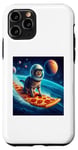 Coque pour iPhone 11 Pro Chat surfant sur planche de surf pizza, chat portant un casque de surf