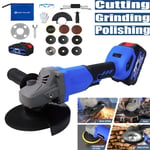 21V Cordless Angle Grinder with Battery and Charger Disc Kit Power 2800W Sander