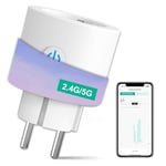 ANTELA Prise Connectée Alexa 16A 2,4/5GHz WiFi Mesure de Consommation Électrique Compatible avec Google Home, Smart Life APP, Horaires et Minuterie