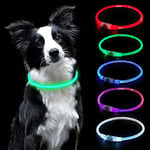 AUAUY Collier Lumineux Chien, Collier LED pour Animaux Rechargeable USB, Découpable Collier Imperméable Collier Chien Réglable pour Petits, Moyens et Grands Chat et Chien (Multicolore)