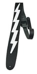 Perri’s Leathers Ltd. - Guitar Strap - Leather - The Famous Collection - Lightning Bolt - Black/White - Adjustable - For Acoustic/Bass/Electric Guitars - Made in Canada (BLB-218)