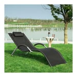 Transat de Jardin Chaise Longue Bain de Soleil - Noir OGS38-SCH Sobuy