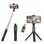 Fomoyi Bluetooth Selfie Stick Tripod,3 in 1 Extendable and Portable Selfie Stick with Detachable Wireless Remote for Travel, Compatible with iPhone/Samsung/Huawei and More