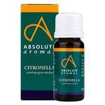 Absolute Aromas Huile Essentielle de Citronnelle 10 ml - 100% pure, naturelle, non diluée et sans produits nocifs - A utiliser en aromathérapie et diffuseur