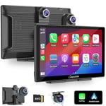 Carpuride W905 sans Fil Carplay Voiture Autoradio Carplay & Android Auto avec Dash Cam, 9" Tactile Écran, 4K Devant & Arrière Caméra, Enregistrement en Boucle, Bluetooth, Lien Miroir, GPS, Siri.