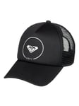 ROXY WOMENS TRUCKER CAP.NEW TRUCKIN BLACK MESH ADJUSTABLE BASEBALL CAP HAT S22 .