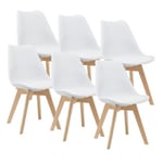 Lot de 6 Chaises de Salle à Manger Fläten Similicuir Hêtre Blanc en.casa