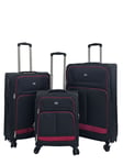 Infinity Leather Unisex Soft 8 Wheel Luggage Cabin Light Travel Suitcases - Black - Size Medium