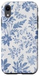 Coque pour iPhone XR Bleu Blanc French Toile Botanique Imprimé Floral